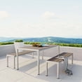thumbnail image 2 of Modern Contemporary Urban Outdoor Patio Balcony Garden Furniture Side Dining Chair Bench and Table Set, Aluminum Metal Steel, Grey Gray, 2 of 6