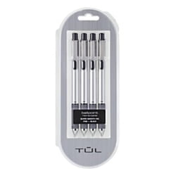 - TUL BP3 Ballpoint, Retractable, Fine Point, 0.8 mm, Silver Barrel, Black Ink, Pack Of 4