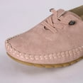 thumbnail image 6 of Penny Loafers for Women Round Toe Stitching Suede Lace up Casual Orthopedic Walking Shoes Comfy Arch Support Flat Shoes Antislip Moccasin Driving Shoes Pink Size 9.5, 6 of 9