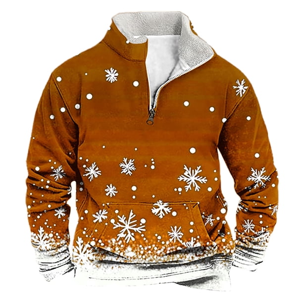 Sudadera sin capucha para hombre, informal, a la moda, con cuello alto, estampado, cremallera, jersey de manga larga, blusa de poliéster para hombre