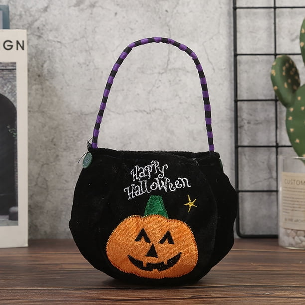 Bolsa de calabaza de Halloween Cesta de accesorios de Halloween de mano Bolsa de dulces no tejida Bolsa de calabaza de peluche