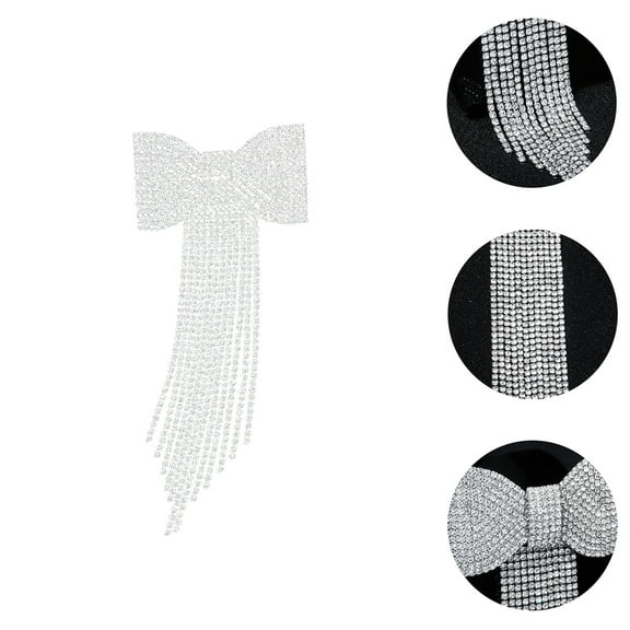 GAXIRE Rhinestone Hair Bow Clip for Women Silver Crystal Design Perfect for Wedding and Special Occasions 4.5 inch