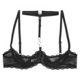 thumbnail image 4 of Aislor Womens Sheer Floral Lace 1/4 Cup Bras Halter Lingerie Bra Tops Underwired Bra Black XXL, 4 of 5