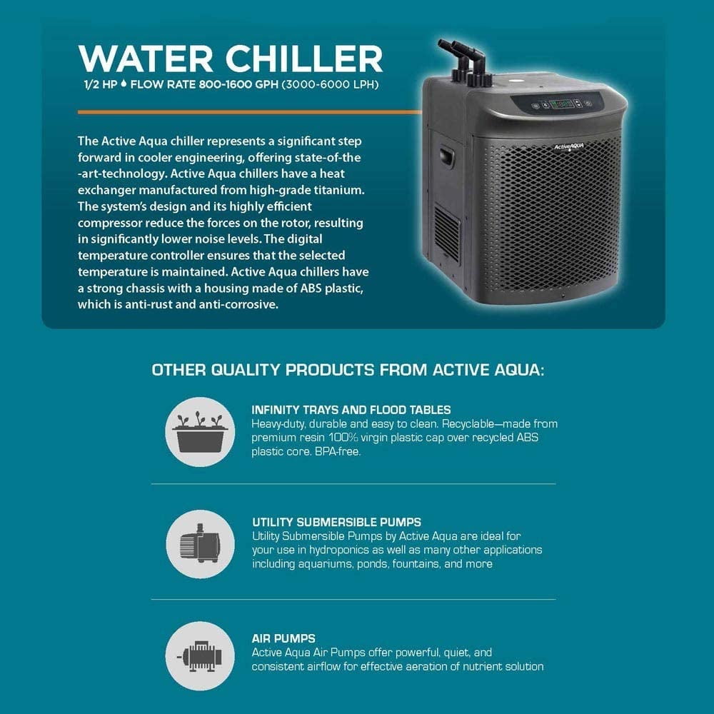 Active Aqua 0.5 HP 800-1600 GPH Hydroponic Cooling Water