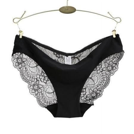 YOTMKGDO Panties  Women Lace Seamless Cotton Panty Hollow Briefs Underwear  1 Piece Black L