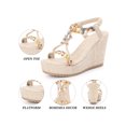 thumbnail image 4 of BLISSFUL STEP Women's Shoes Slingback Bohemia Rhinestone Open Toe Platform Heel Wedge Sandals Beige 8, 4 of 7