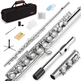 SONICAKE C Fluiten Gesloten Gat 16 Toetsen Fluit Voor Beginners Kinderen Student Instrument Met Reinigingsset Standaard Draagtas Handschoenen Stemstaaf Nikkel 2333881527