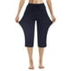 thumbnail image 4 of Yuarrent Pantalones femeninos Pantalones deportivos Cómodos Bolsillo grande Cintura alta Tela de poliéster Ropa deportiva Pantalones de chándal Casual Uniforme atlético  azul oscuro M Yuarrent OD002099-06, 4 of 6