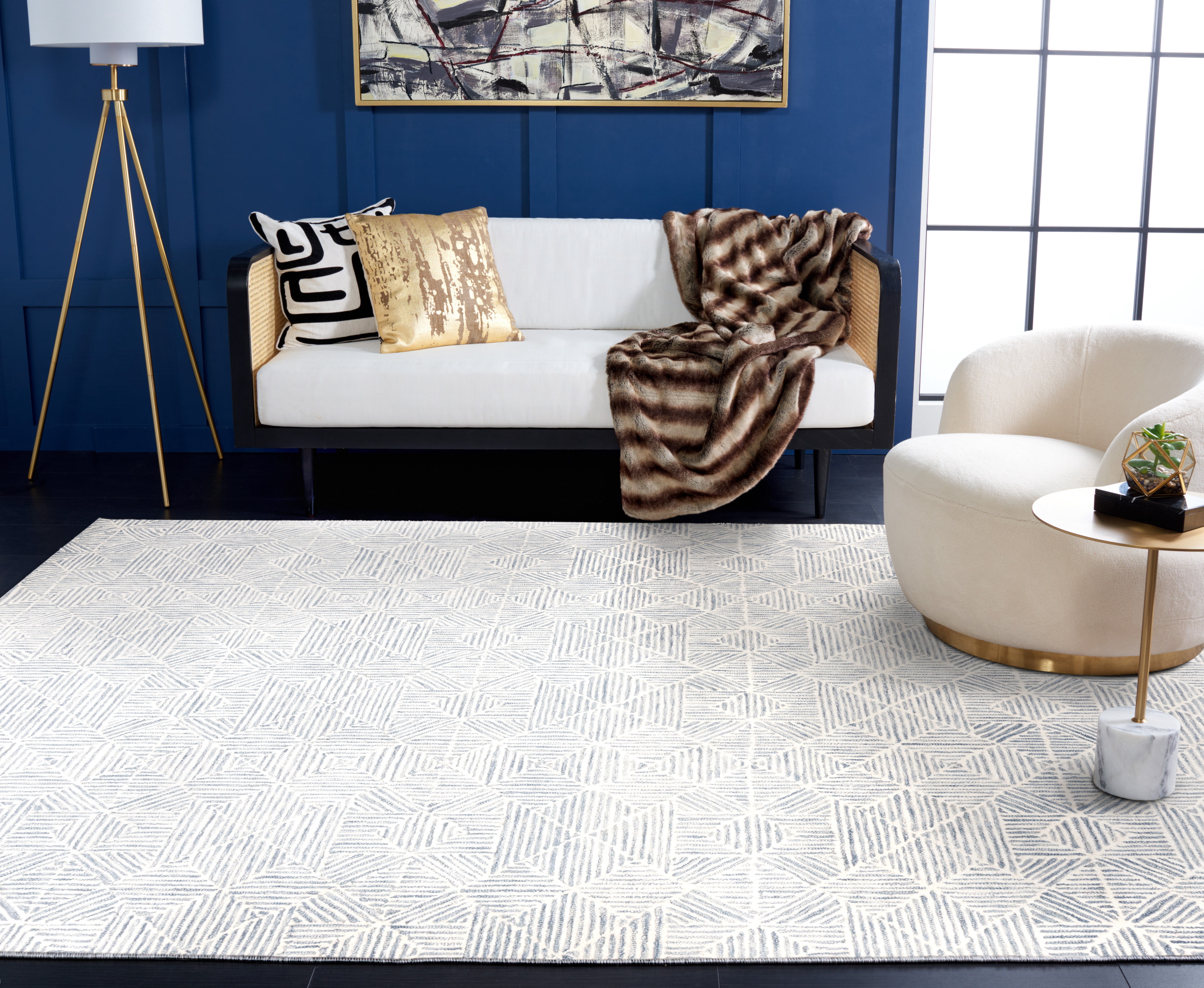 SAFAVIEH Abstract Brock Geometric Area Rug, Gray/Ivory, 5' x 8'
