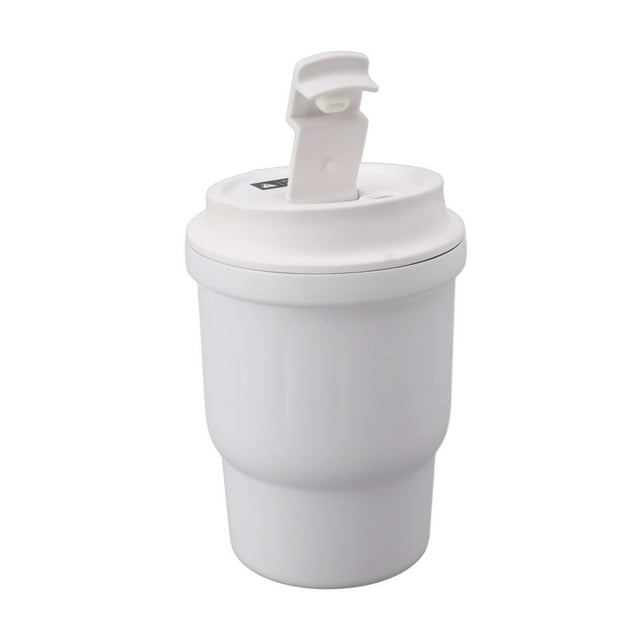 Metal Coffee Mug, Double Layer Insulated Tumbler Portable Light 450ml White For Picnic