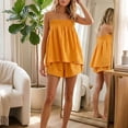 thumbnail image 7 of vigerkar Women Gingham Set Sleeveless Tank Top Plaid Shorts Pajama Set Sleepwear Y2k Summer Outfits (Yellow, S), 7 of 7