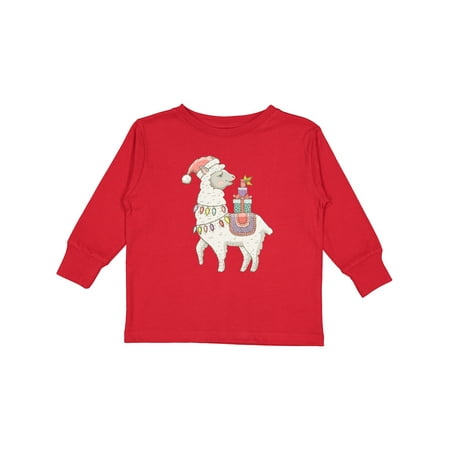 

Inktastic Christmas Llama Boys or Girls Long Sleeve Toddler T-Shirt