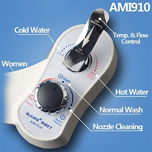 Bidet AMI910- Hot and Cold Water Bidet Attachment for Toilet - Self Cleaning Dual Nozzles(Frontal & Rear Wash) - Non-Electric Mechanical Bidet Toilet Attachment
