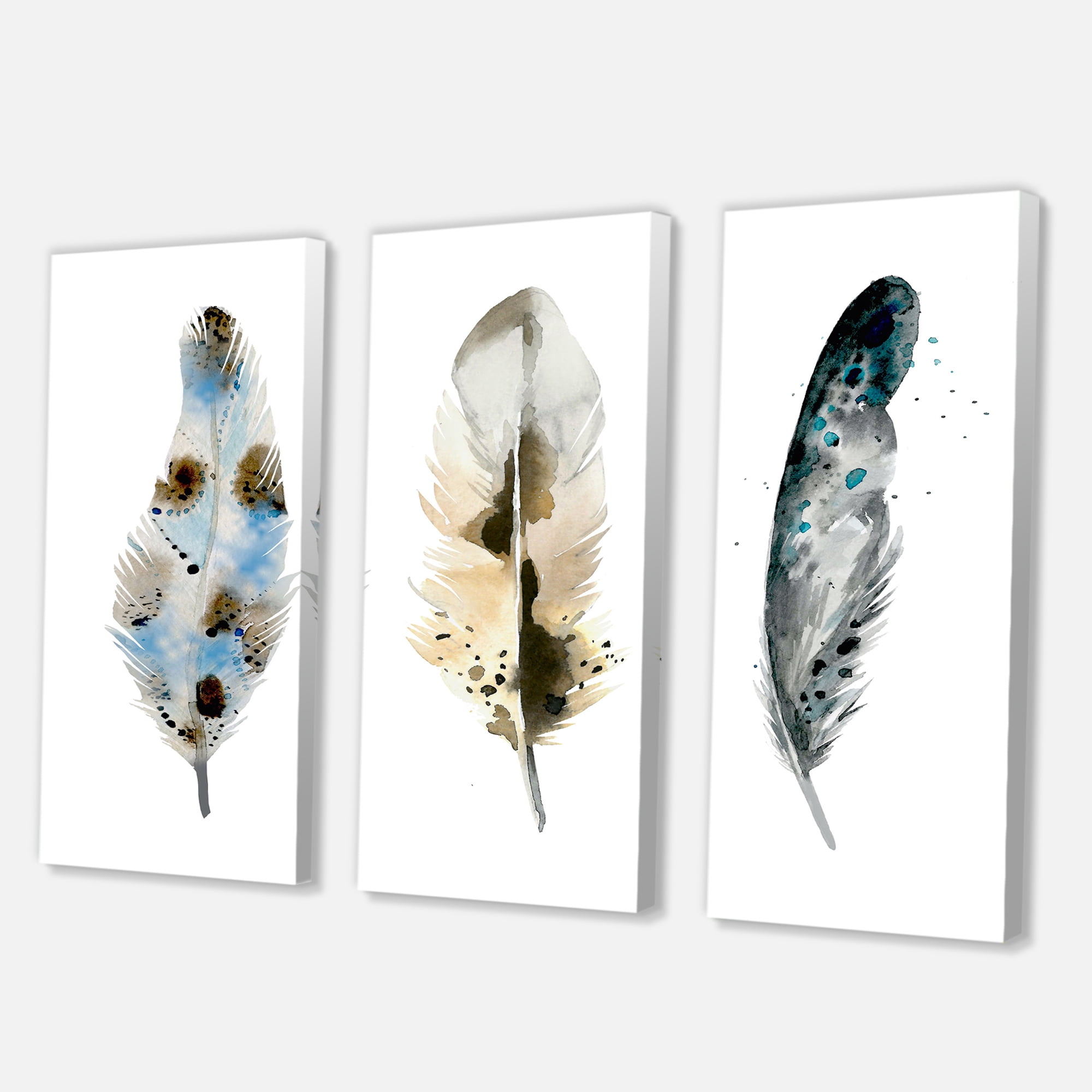 Designart ' Colourful Boho Art Feathers V ' Bohemian & Eclectic Canvas Wall Art Print