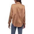 thumbnail image 7 of Voguele Women Shirts Long Sleeve Tops Lapel Neck Blouse Holiday Tunic Shirt Single Breasted Brown XL, 7 of 7