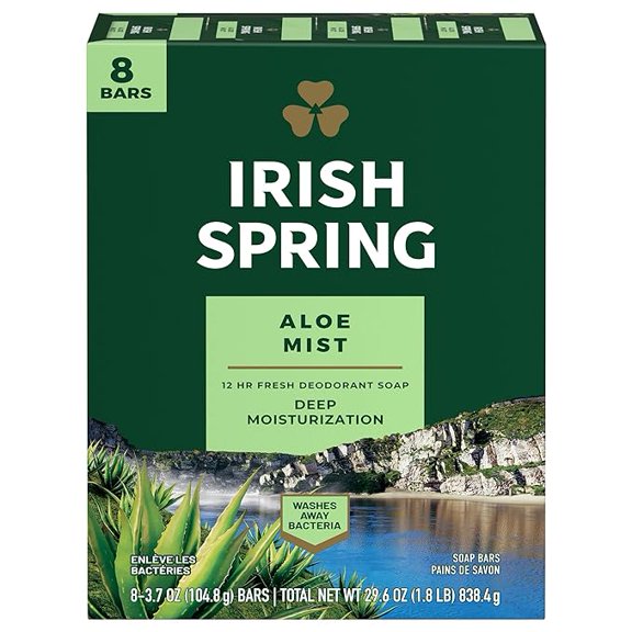 Irish Spring Aloe Bar Soap, (00035000141705), 3.7 Ounce (Pack of 8)