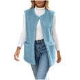 thumbnail image 4 of Women's Vest Fleece Loose Fit Hoodless Sleeveless Casual Vest with Pockets for Layering & Daily Wear, 4 of 7