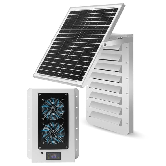 Shipping Container Solar Vent Kit,Suitable for Container Houses, Containers, Offices, with 25W Foldable Panel & Thermostat, Rain and Hail Proof
