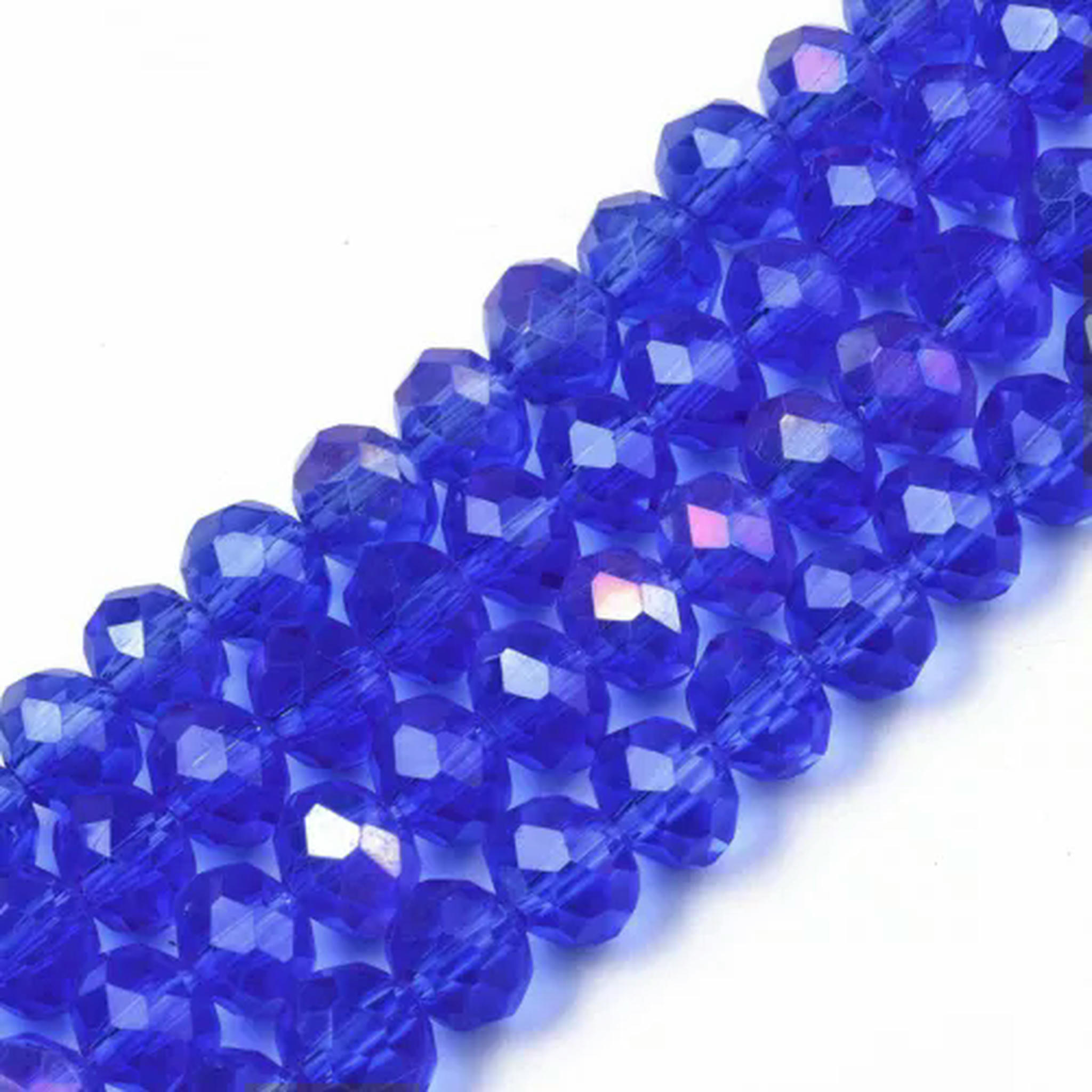 U8MO 10Strds Crystal Glass Beads Rondelle Faceted Tiny Loose Bead Beading Craft 6x4mm-Blue 02 AB