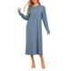 thumbnail image 1 of Noche de punto para mujer INSPIRE CHIC, con botones, cuello redondo, de manga larga, camisa de noche larga XL azul, 1 of 6
