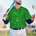 thumbnail image 5 of Lsque Green Glitter Pattern Mens Polo Golf Shirts Funny Graphics Shorts Sleeve Button Shirts Baseball T-shirt-Large, 5 of 7