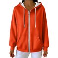 thumbnail image 5 of Hinvhai Full Zip Up Hoodie Women Long Sleeve Ribbed Sweatshirts Fall Outfits Oversized Hoodies Casual Jackets Orange M(M), 5 of 9
