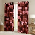 thumbnail image 2 of Manfei Chic Red Geometric Blackout Curtains Set of 2 (52x84 Each), Modern Square Abstract Window Curtains, Teens Boys Girls Kids Curtains and Drapes, Black Out Curtains Home Decor, 2 of 6
