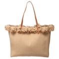 thumbnail image 1 of Bolso de hombro de viaje para mujer con borla de lona bolso diario para mujer Beige, 1 of 5