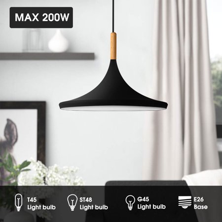 

14.2 in.1-Light E26 Base Industrial Black Pendant Light for Corridor Living Room Bedroom Study Room (Bulb is not included)