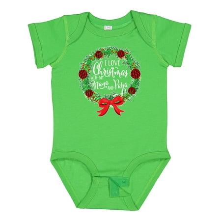 

Inktastic I Love Christmas with My Nana and Papa Wreath Gift Baby Boy or Baby Girl Bodysuit