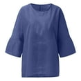 thumbnail image 5 of Womens Summer Tops 3/4 Sleeve Crewneck Plain Blouses Dressy Casual Loose Fit Comfy Womens Fashion Tshirts Shirts, 5 of 6