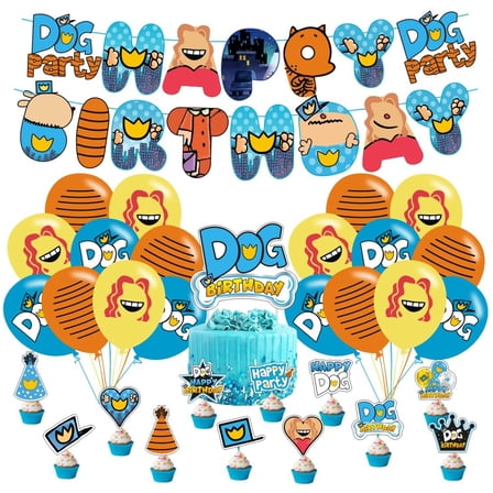 Dogman Birthday Decorations Include Happy Birthday Banner, Cake Topper and Cupcake Toppers, Balloons for Dogman Party Supplies C113