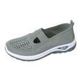 thumbnail image 5 of Women's Breathable Knit Walking Shoes Low Wedge Mesh Orthopedic Shoes Low Top Slip On Lightweight Loafers Green Size 9.5, 5 of 6