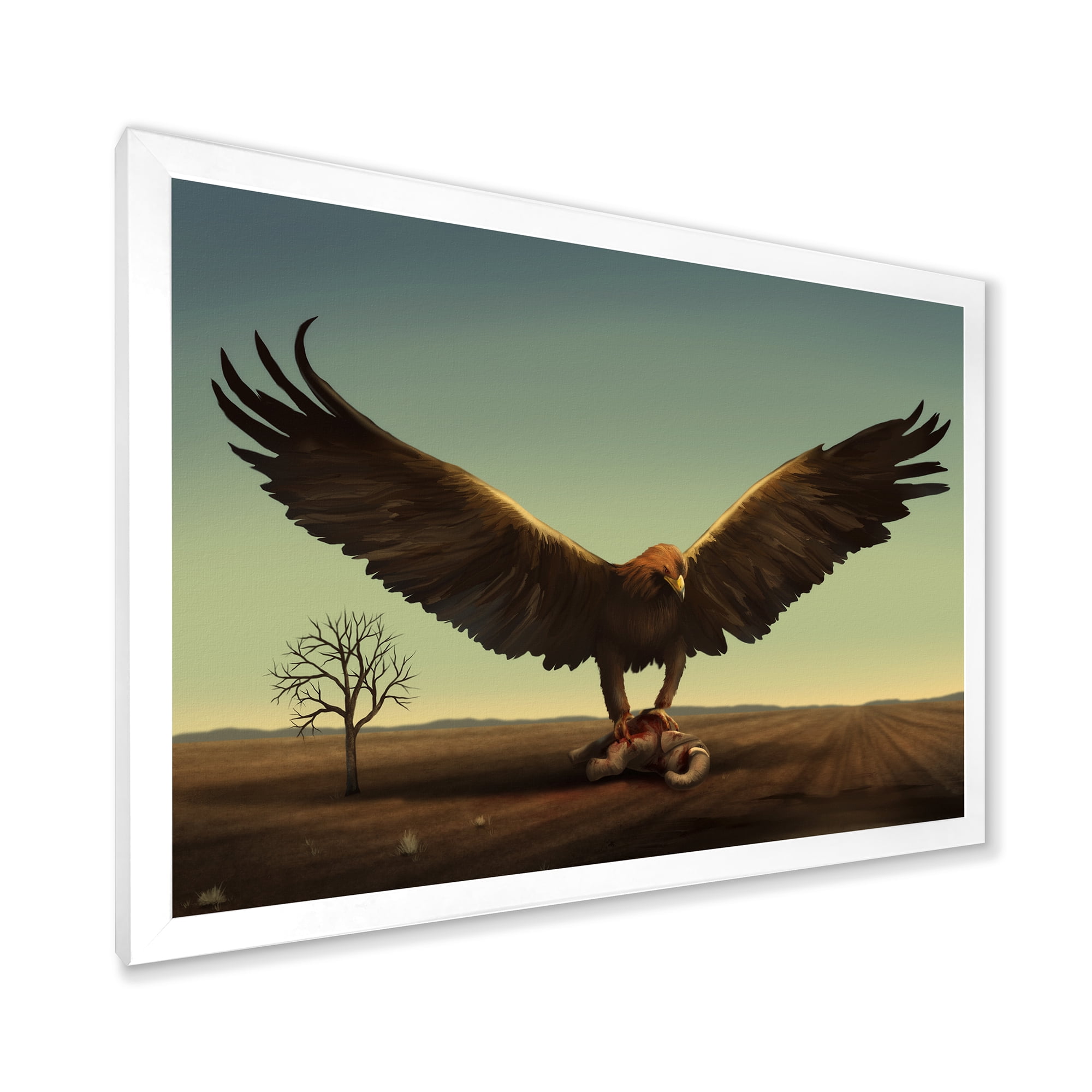 Designart 'Open Wings Roc Bird in Wild' Farmhouse Framed Art Print
