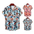thumbnail image 6 of sunsanly Men Vacation Shirt Colorful Floral Print Turn-down Collar Short Sleeves Single-breasted Cooling Cardigan Plus Size Men Beach Top Men Clothes, 6 of 7