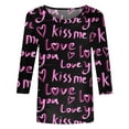 thumbnail image 4 of SZXZYGS T-Shirts Graphiques pour Femmes Crop Top Nœud T-Shirt Manches Trois-Quarts Imprimé Saint-Valentin Col Rond Été 2024, 4 of 4