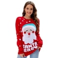 thumbnail image 6 of Women's Tops Santa Pullover Sweater Autumn And Winter Letter Embroidery Christmas Red Sweaters Long Sleeve Crew Neck Clothes, 6 of 6
