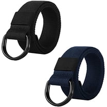 2 Pcs Canvas Belt with Double D-Ring Buckle Web Belts Military