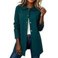 thumbnail image 2 of Jacket Dqueduo Women's Long Sleeve Turn-Down Collar Cardigan Top – Solid Winter Outerwear Coat Green M, 2 of 7
