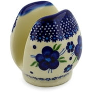 Polish Pottery 3¼-inch Napkin Holder (Bleu-belle Fleur Theme) Hand Painted in Boleslawiec, Poland   Certificate of Authenticity