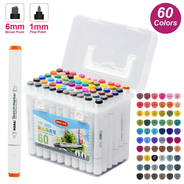 MIXFEER 36 Colors Art Markers Set Double Broad Fine Point Marker Pen with  Carrying Bag Art Supplies for Students Adults Artists Drawing Coloring  Sketching Design 
