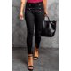 thumbnail image 1 of ABPHQTO Pantalón pitillo de mujer con botones negros y aberturas, 1 of 5