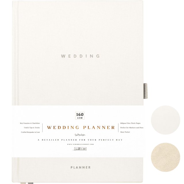 Planificador de bodas, libro y organizador Scribble & Dot, color gris suave