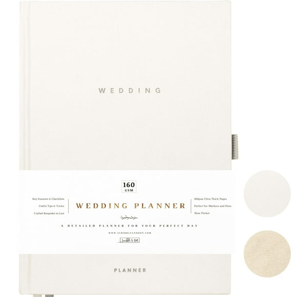 Planificador de bodas, libro y organizador Scribble & Dot, color gris suave