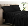 thumbnail image 3 of Royale Linen 400 Thread Count 100% American Grown Cotton Flat Sheet - Cooling Sheets - King Sheets - Luxury Sateen Weave - King Flat Sheet Sold Separately - Black Flat Sheet Only (King, Night Black), 3 of 9