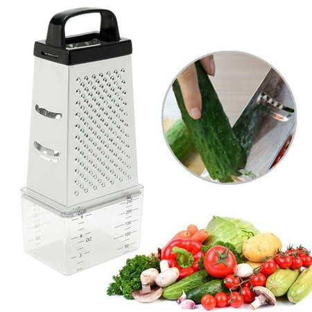 Stainless Steel 4 Sided Cheese Grater Vegetable Cutter Slicer Multi Funtion With Container (The Best Cheese Grater)