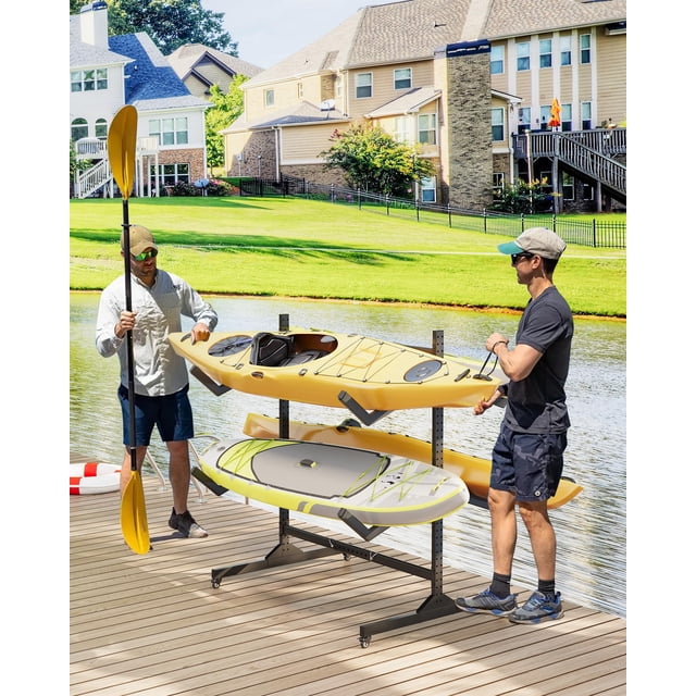 Kojooin Freestanding Kayak Storage Rack, Heavy Duty Storage Rack for Kayak, Canoe, Surfboard and Paddleboard
