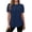 Navy, variant on Short Sleeve Shirts for Women Puff Sleeve Pleated Round Neck Blouses Solid Color Casual Short Sleeve Top White,S