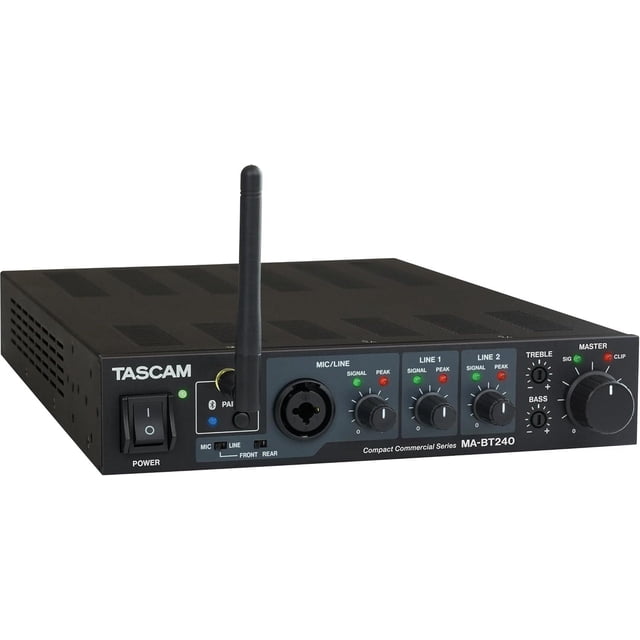 TASCAM MA-BT240 Amplificador de mezcla con Bluetooth, mezclador de instalación de 240 W para espacio