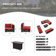 thumbnail image 3 of TANGJEAMER 13 Piece Patio Furniture Set with Fire Pit Table, All Weather Outdoor Sectional PE Rattan, Patio Conversation Sets with Cushions and Glass Coffee Table for Garden Lawn Balcony, Red, 3 of 7